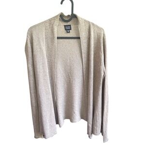 Eileen Fisher Gold‎ Metallic Beige Linen Cotton Open Knit Cardigan Sweater XS